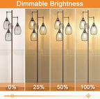 Torondo Dimmable Farmhouse Industrial Floor Lamp, Matte Brown Tree Standing - Image 3