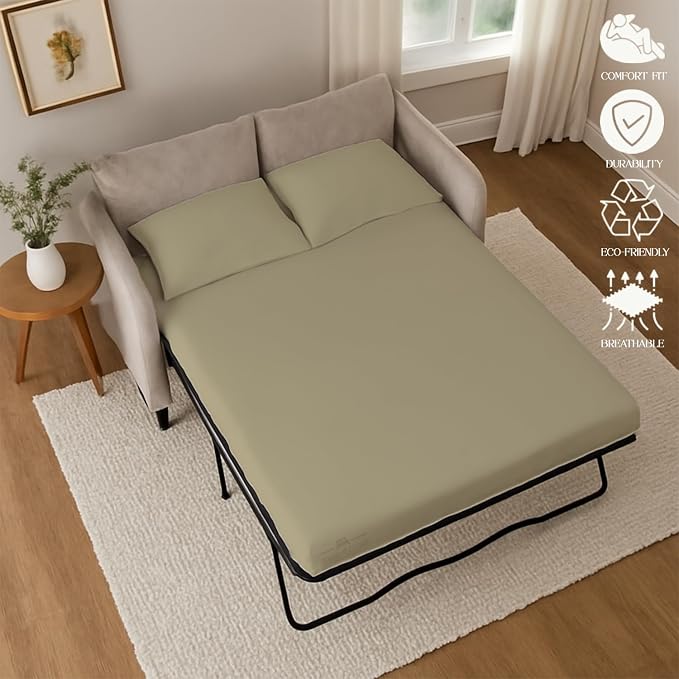 Sleeper Sofa Bed Sheet, 100% Cotton 400 Thread Count, 4 Piece Set, Deep Pocket - Image 5