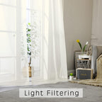 Ivory Sheer Valance for Kitchen Windows Set of 2, Small Modern Rod Pocket Voile - Image 3