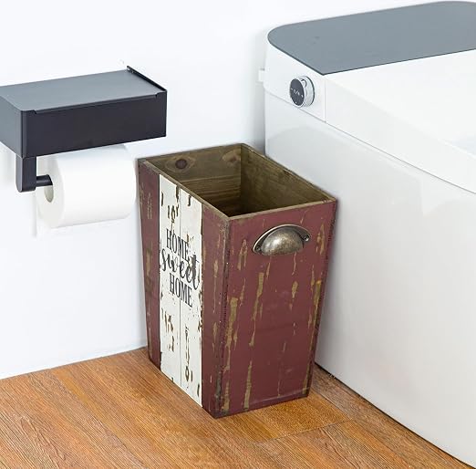 Small Wood Trash Can Wastebasket, Farmhouse Rectangular Garbage Can Waste Basket - Image 8