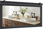 27"x49" Large Black Barn Door Mirror, Solid Wood Framed Accent Wall Mirror by FurniXpress
