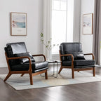 Deolme Mid Century Modern Accent Chair Living Room- Comfy Solid Wood Arm Chair - Image 3