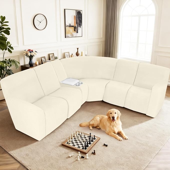 ALIECOM 100% Waterproof Recliner Sectional Couch Covers L Shape Stretch Corner - Image 2