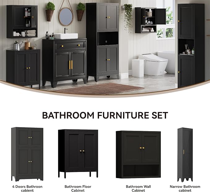YAUWOH Small Metal Cabinet, Bathroom Storage Cabinet - Image 8