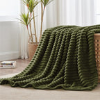 BEDELITE Ribbed Twin Blanket for Couch & Bed, Olive Green, Warm Yet Lightweight - Image 8