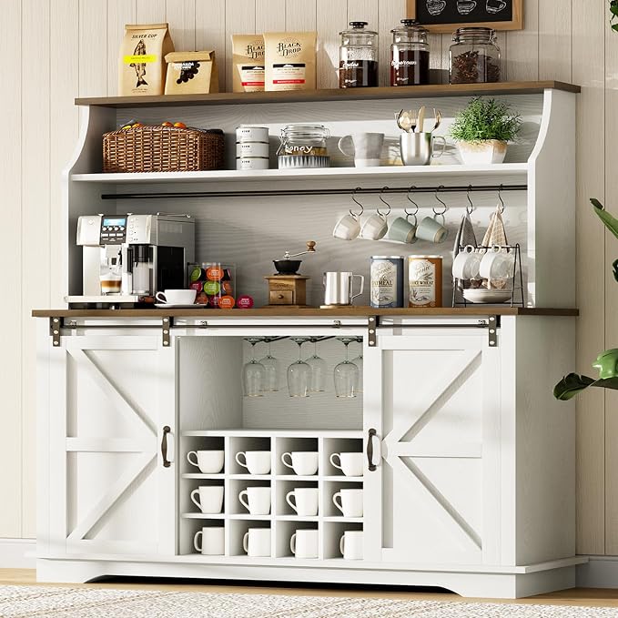 55 Inch Farmhouse Coffee Bar Cabinet by Revominca