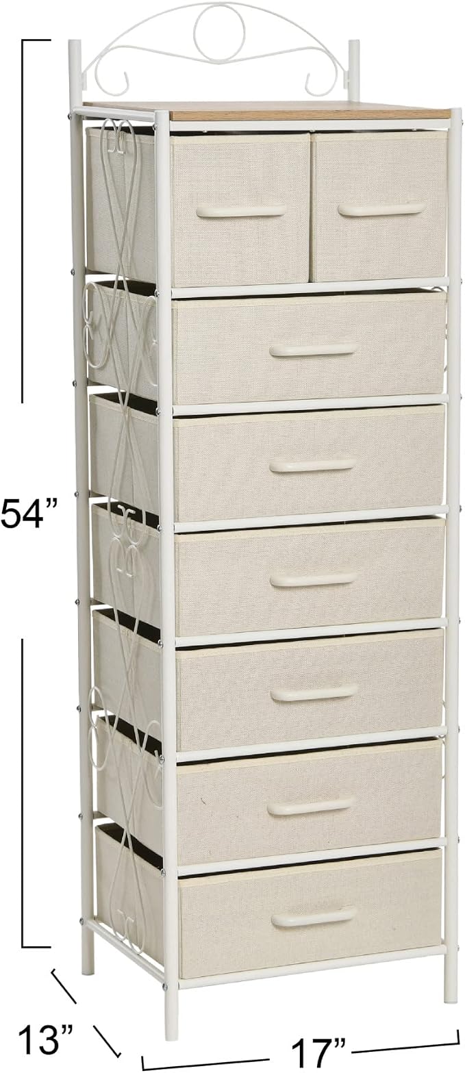 Household Essentials Coastal Oak and Iron 8-Drawer Dresser Tower - Image 3