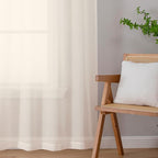 Chyhomenyc Cream Extra Long Sheer Curtains 108 Inches Long 2 Panels | Light - Image 3
