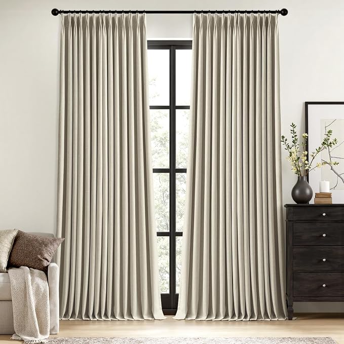 MIULEE Burlywood Birch Pinch Pleated 100% Blackout Curtains 40x96 Inches | Room by MIULEE