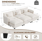 ELUCHANG 113'' Modular Sectional Cloud Couch, Modern Comfy Chenille Sleeper Sofa - Image 2