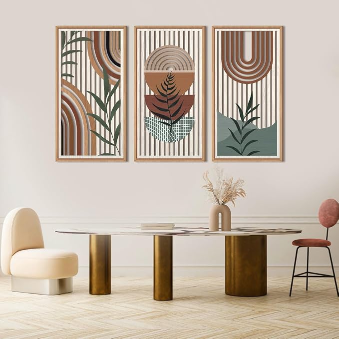IARTTOP Framed Boho Mid-century Modern Wood Wall Art 16x32 Inch Large Bohemian - Image 9