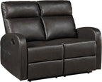 Lexicon Manual Reclining Loveseat, Faux Leather Loveseat Recliner, Wall Hugger - Image 9