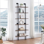 HOMBAZAAR Industrial Pipe Bookshelf, 6 Tier Pipe Shelving, Wall Mounted Ladder - Image 3