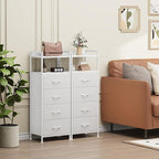 Somdot White Nightstand with 4 Drawers, Vertical Storage Tower Fabric Dresser - Image 4