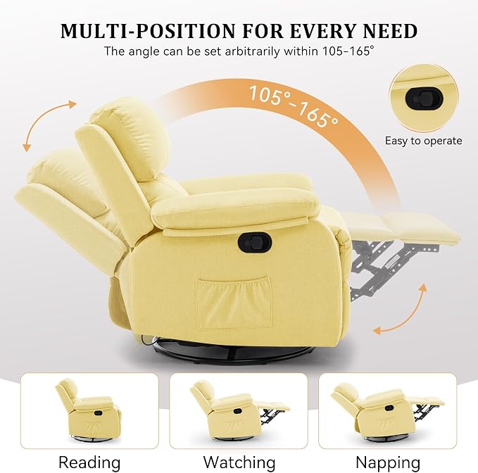Korser Recliner Chair, 360 Swivel Rocker Chair - Image 4