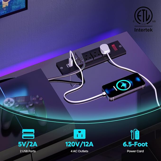 Bestier LED TV Stand for 55/60/65 Inch TV, Modern Gaming TV Console - Image 5