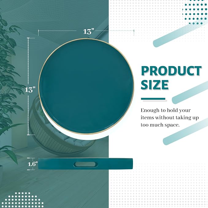 MAONAME 13" Round Tray, Teal Serving Trays - Image 2