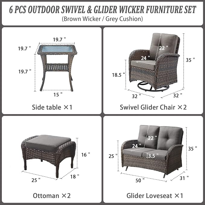 Belord 6 Piece Patio Conversation Sets - Image 2