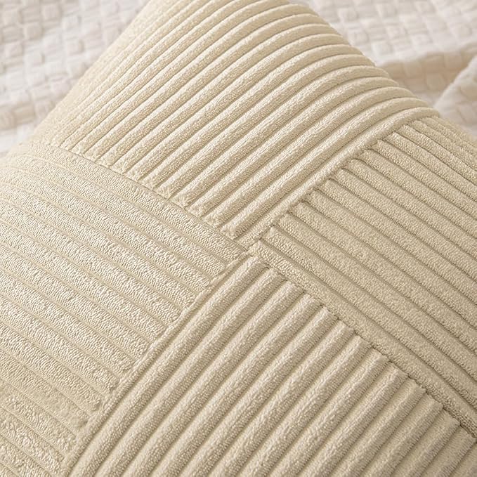 MIULEE Natural Beige Decorative Euro Sham Pillow Covers 24x24 Inch 2 Pack | - Image 2