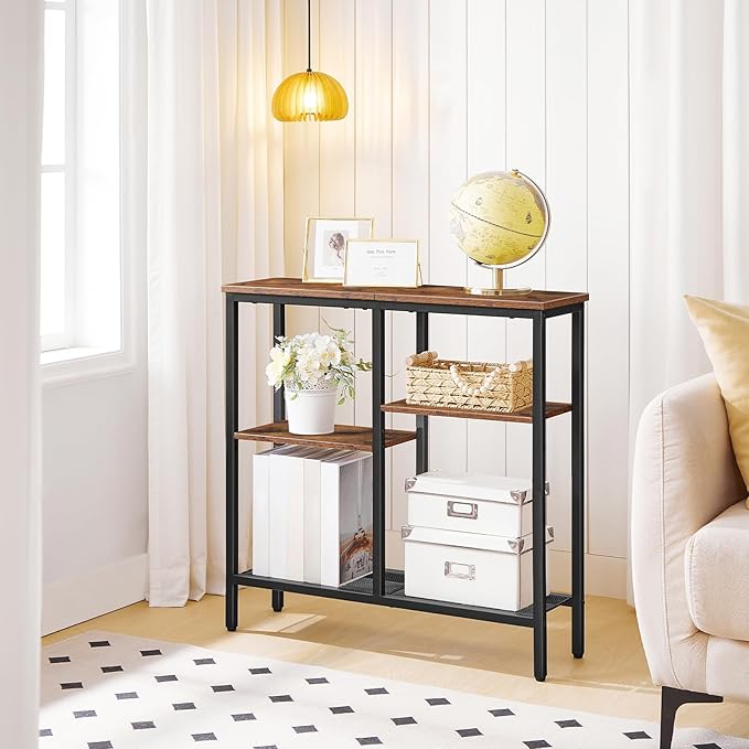 HOOBRO Narrow Console Table, Sofa Table, 4-Tier Industrial Entryway Table - Image 4