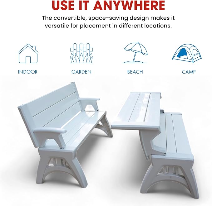 Convert-a-Bench 2-in-1 Outdoor Bench & Picnic Table - Image 6