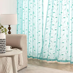 MIULEE Turquoise Sheer Curtains 2 Panels Leaf Patterned, W52 x L84 | - Image 3