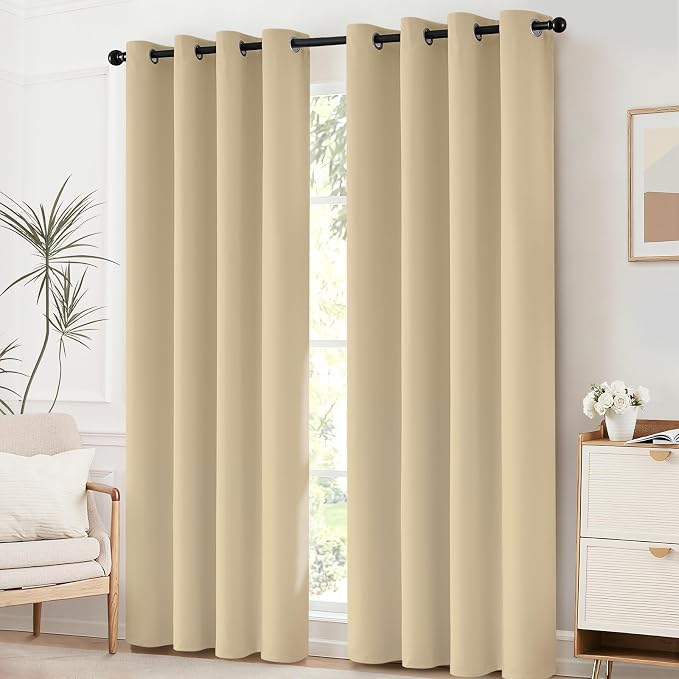 Yakamok Room Darkening Curtains 52x96 inch Length Beige-Living Room | 2 panels - Image 2