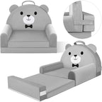 Kids Sofa Bed with Removable Washable Cover & Magic-Tape Backrest – Foldable by laapee