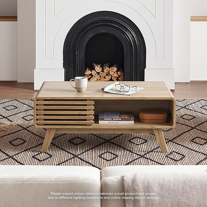 mopio Ensley Coffee Table with Storage, Mid Century Modern, Farmhouse Wood - Image 8