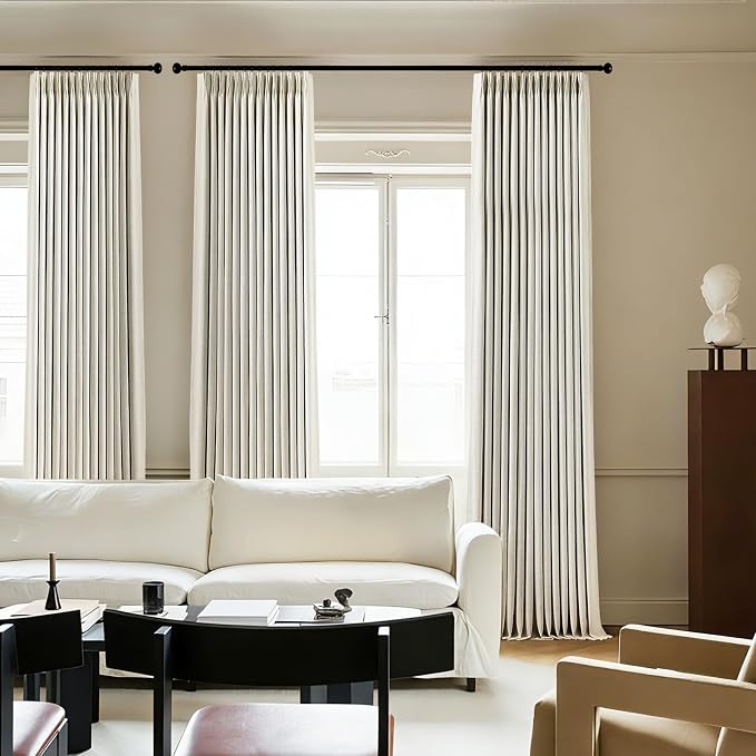 100% Blackout Pinch Pleated Linen Curtains 94 Inches Long - Image 5