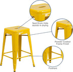 Flash Furniture Lily 4 Pack Commercial Grade 24" High Backless Yellow Metal - Image 6