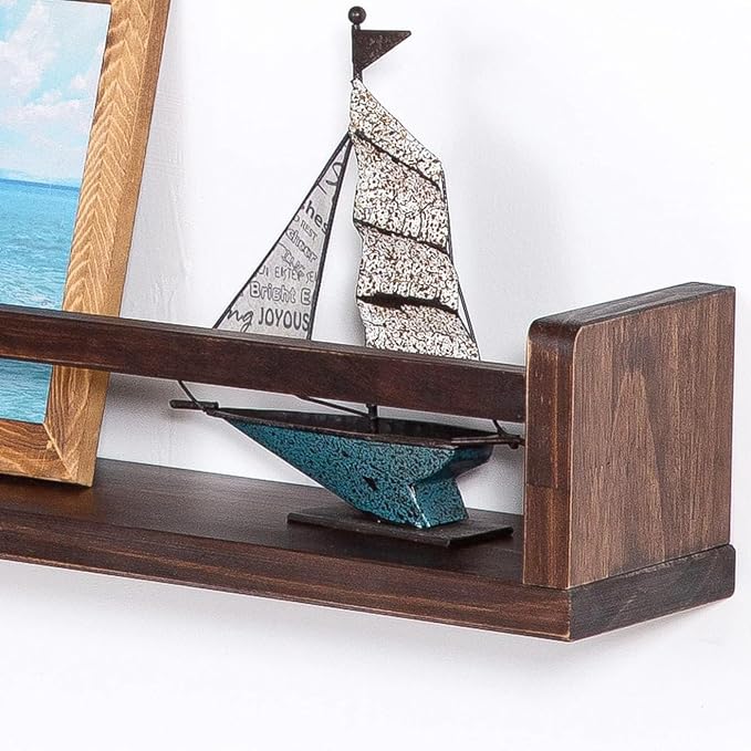 AZSKY Nursery Book Shelves Deep Walnut Wall Mount Floating Book Shelf - Image 7