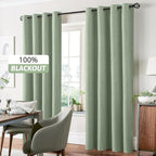 Yakamok 84 Inch Light Sage Green Linen Texture Curtains - Image 7