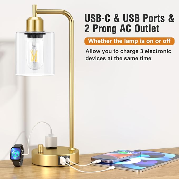Innqoo Industrial Table Lamp for Bedroom Set of 2 - Image 3