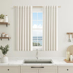 100% Blackout Linen Short Curtains by Guken