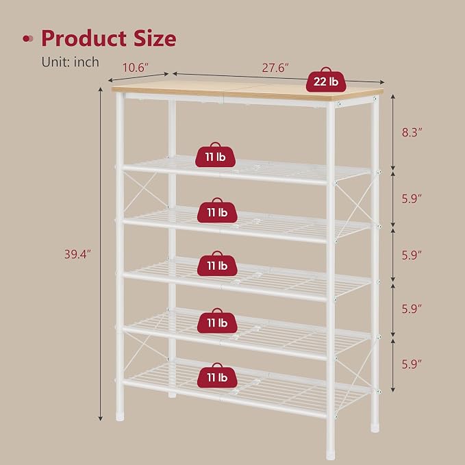 Tajsoon 6 Tier Shoe Rack Organizer - Image 3