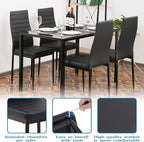 FDW | 5-Piece Dining Table Set | Black | Glass Kitchen Table - Image 4