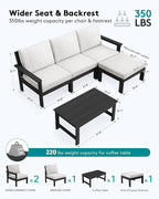 SERWALL Outdoor Sectional Sofa Set, 5-piece Outdoor Modula Couch Set - Image 2