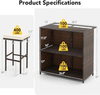 Tangkula Patio Bar Set, 3 Piece Outdoor Rattan Wicker Bar Set - Image 5