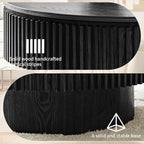 Round Coffee Table for Living Room, Fluted Drum Accent Tea Center Table - Image 5