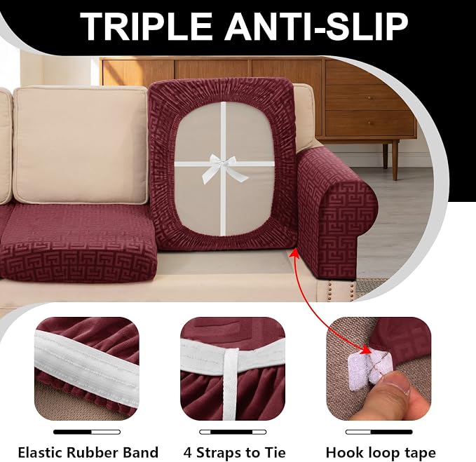 UNBBRRL 10 Pieces Stretch Sofa Cushion Covers - Image 3
