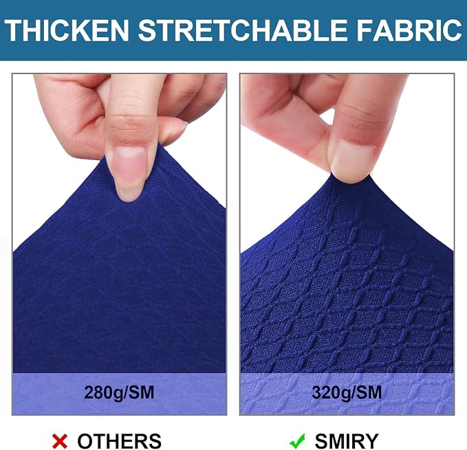 Smiry Waterproof Seat Covers for Dining Room Chairs Set of 6, Stretch Jacquard - Image 4