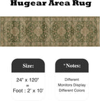 2x10 Green Retro Floral Washable Runner Rug - Image 2