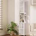 Amazer White Bathroom Storage Cabinet 70'', Bamboo Slim Storage Cabinet by Amazer