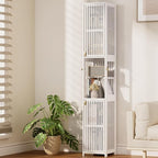 Amazer White Bathroom Storage Cabinet 70'', Bamboo Slim Storage Cabinet by Amazer