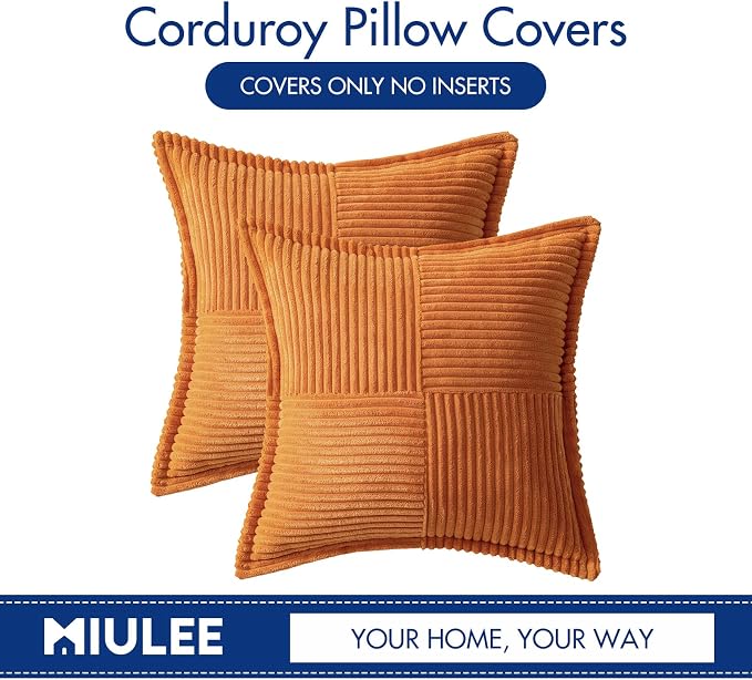 MIULEE Fall Burnt Orange Decorative Throw Pillow Covers 20x20 Inch 2 Pack | - Image 6