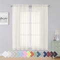 Simplebrand Ivory Sheer Curtains 63 Inch Length 2 Panels, Rod Pocket Solid by Simplebrand