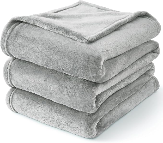 BEDELITE Fleece Blanket Soft Plush Twin Size Blanket Light Grey 60"x80" | Ultra - Image 9