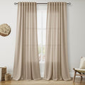 Sepia Beige Linen Curtains 84 Inch Length 2 Panels Set by Nanspring