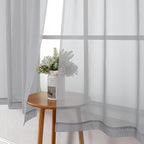 Light Grey Sheer Curtains 54 Inch Length 2 Panels, Airy & Breathable Solid - Image 3